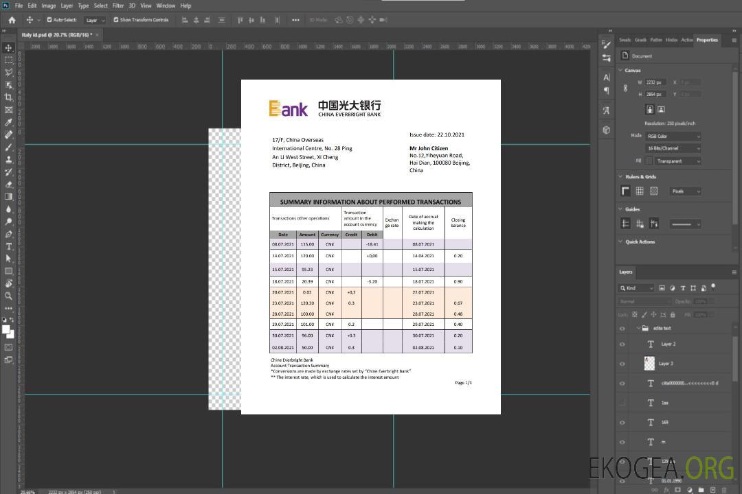 Déclaration de la China Everbright Bank template Déclaration de la China Everbright Bank template